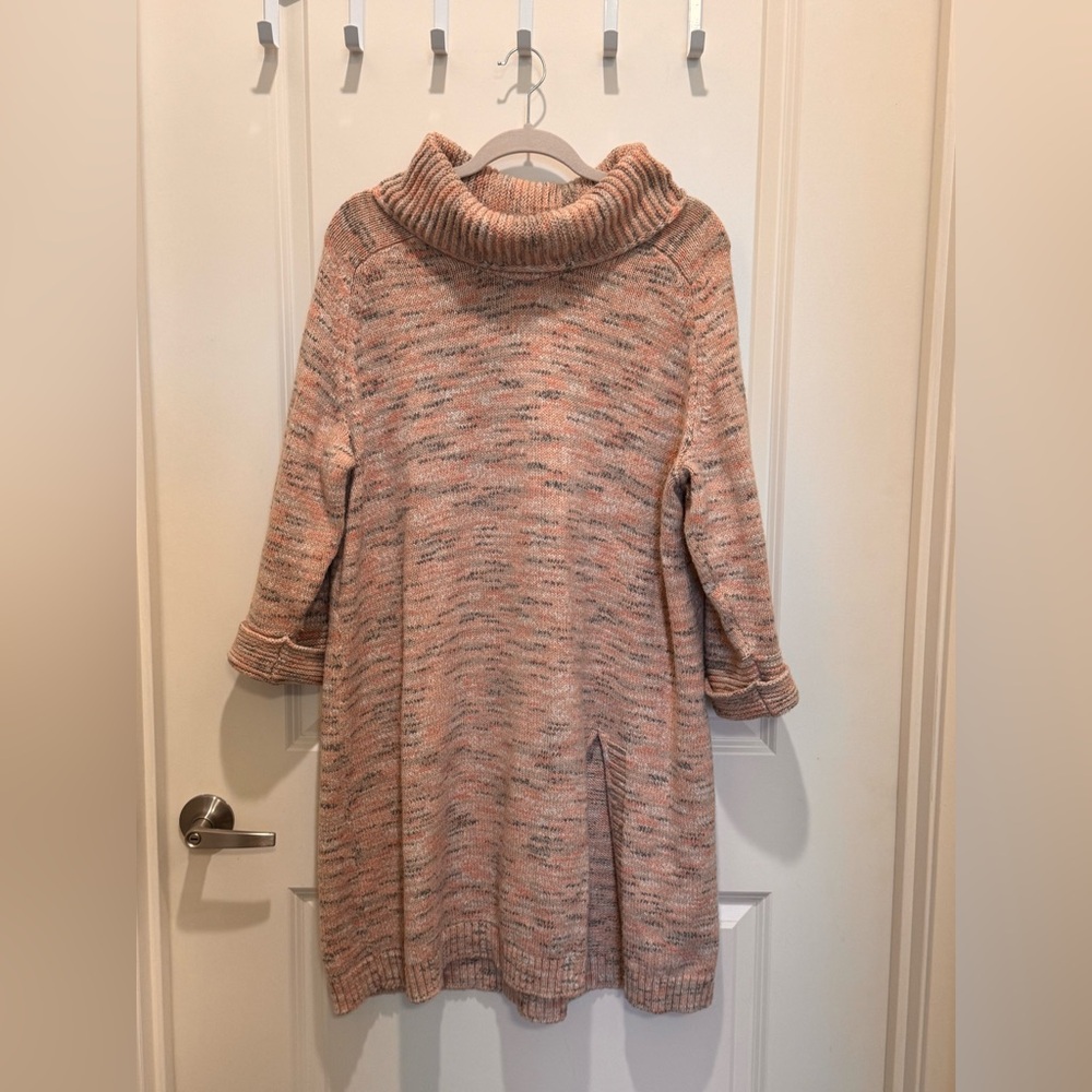 Pure by J. Jill Pink and Gray Cowl Neck Sweater